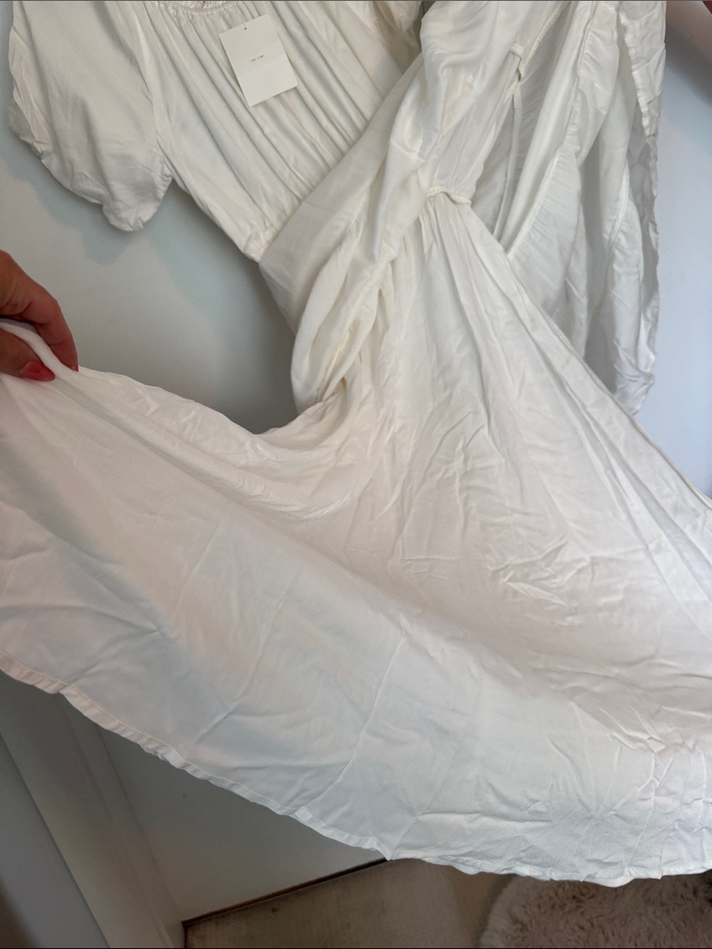 Oak + Fort Cream Puff Sleeve Midi Dress NWT | Medium - Picture 8 of 10